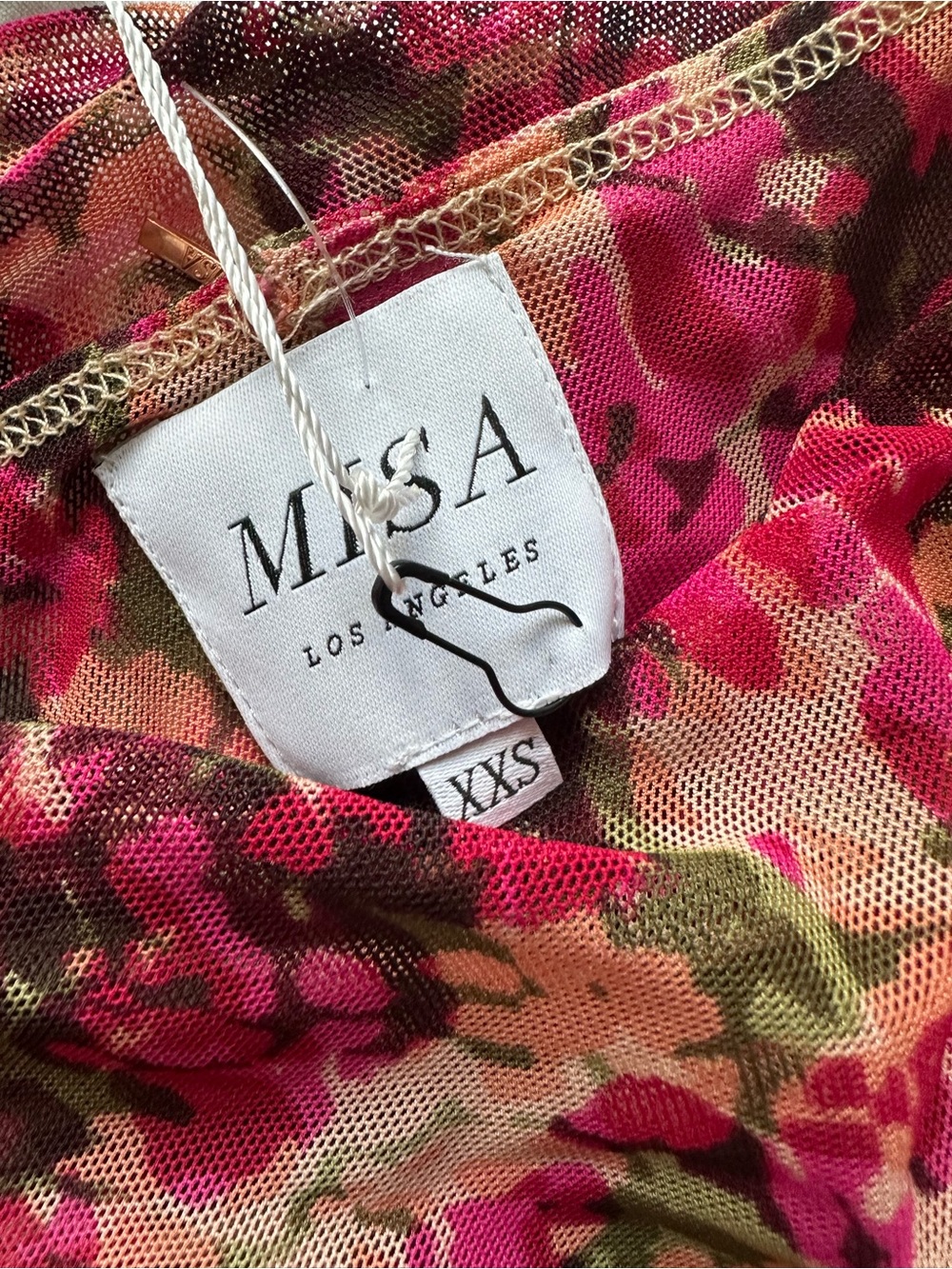 MISA Los Angeles Romantic One Shoulder Ruched Maxi Dress Floral Pink XXS - Picture 6 of 13